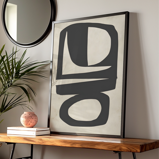 Abstract Monochrome Wall Art, Bold Black Shapes Print, Minimalist Neutral Poster, Modern Decor — Digital Download