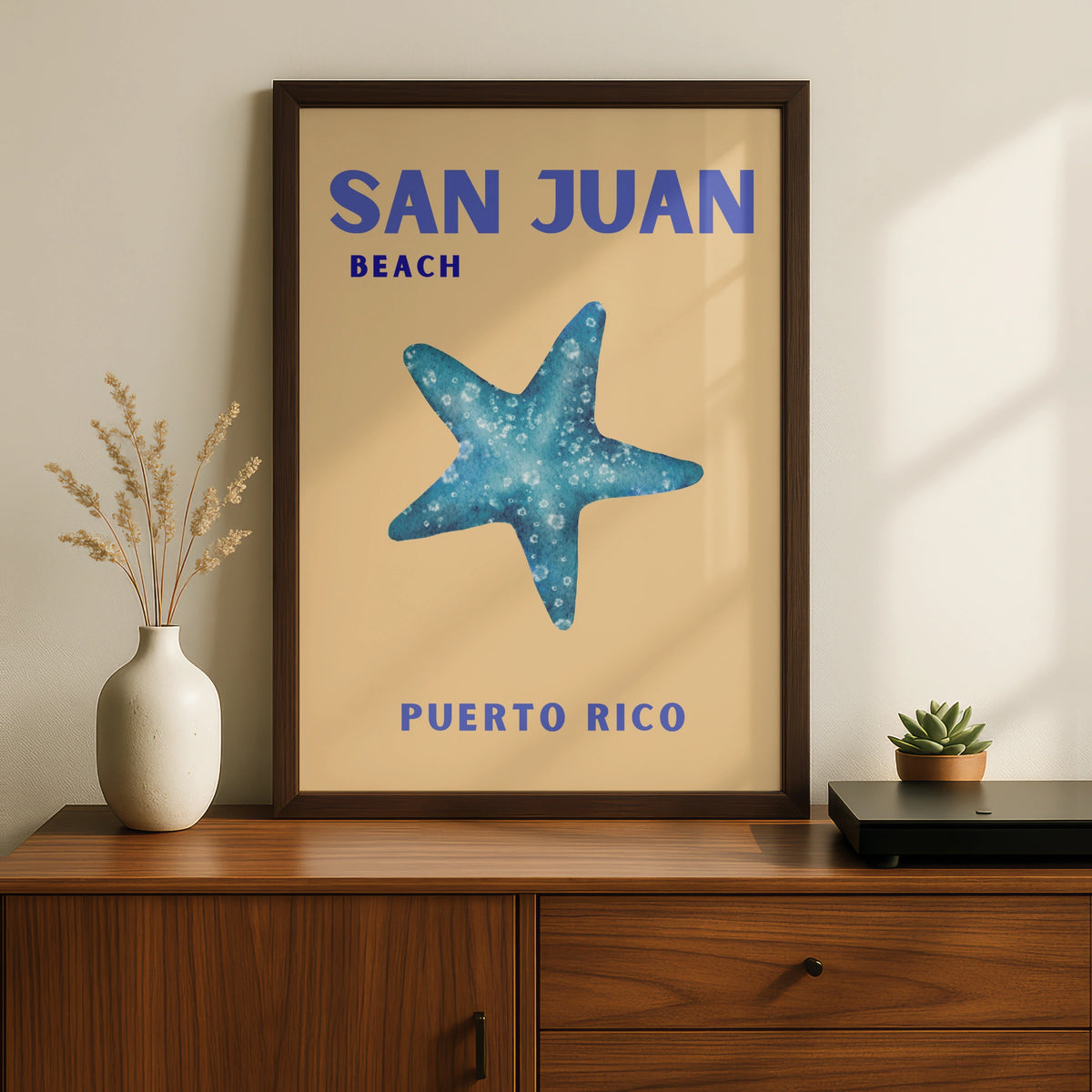 San Juan Puerto Rico Travel Poster, Beach Wall Art, Caribbean Retro Print