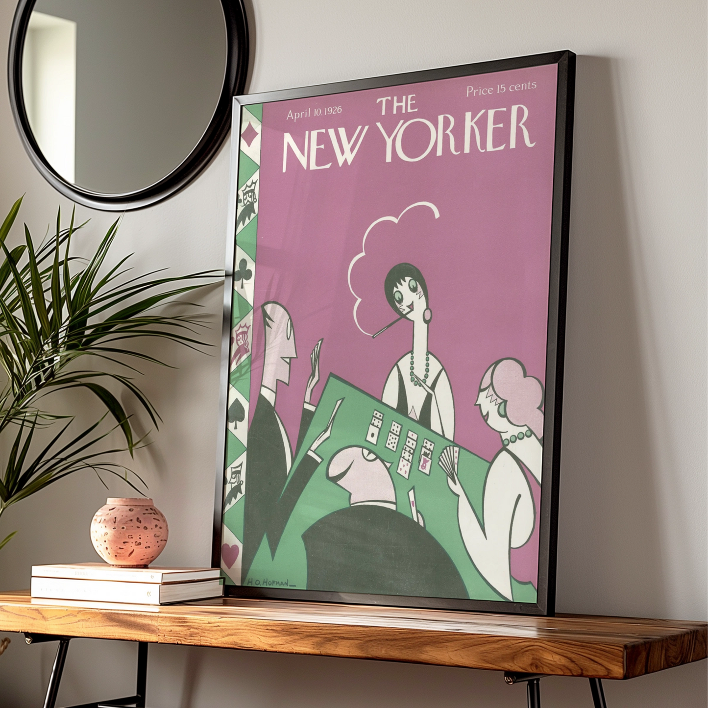 New Yorker 1926 Card Game Poster, Art Deco Flapper Wall Art, Vintage Magazine Cover Print