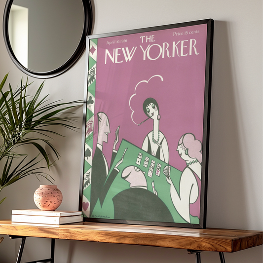 New Yorker 1926 Card Game Poster, Art Deco Flapper Wall Art, Vintage Magazine Cover Print