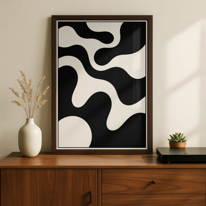 Abstract Fluid Shapes Print, Monochrome Wall Art, Black and White Poster, Modern Decor