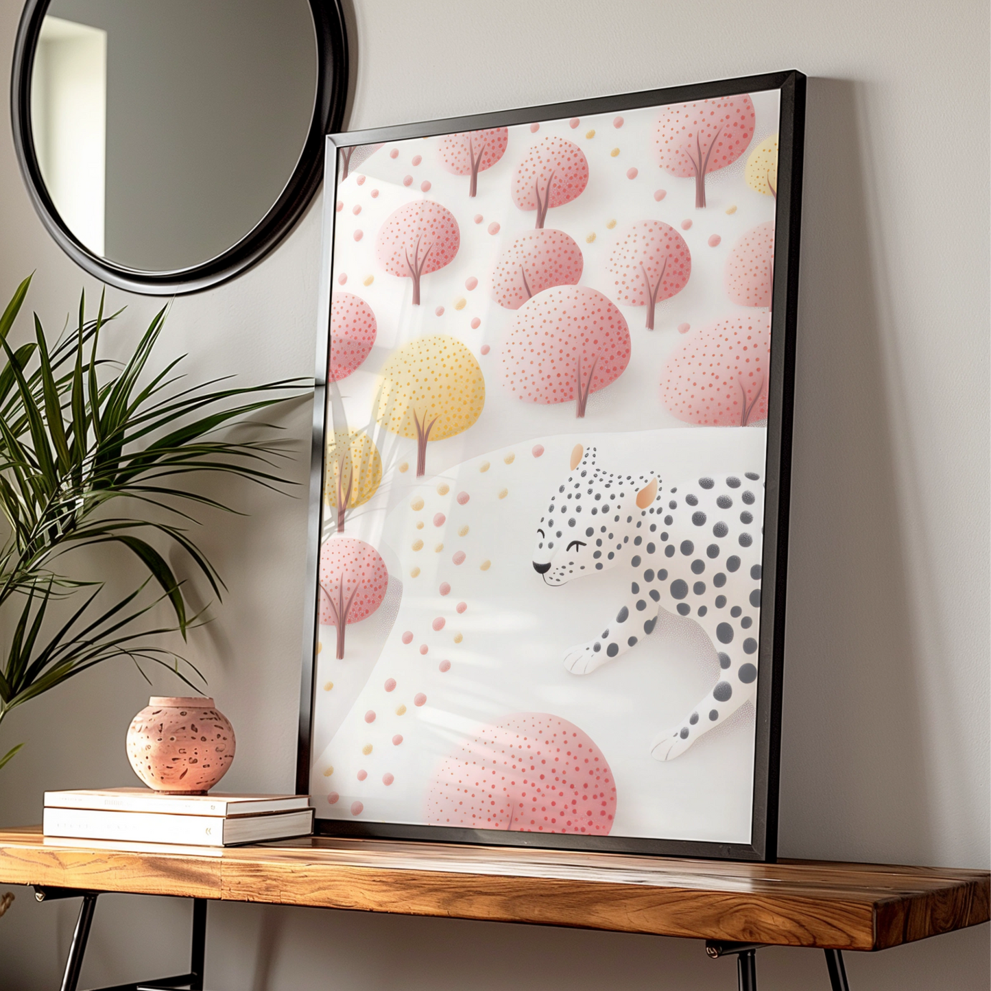 Leopard Nursery Wall Art, Pink Cheetah Print, Baby Girl Room Poster, Cute Animal Decor