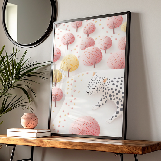 Leopard Nursery Wall Art, Pink Cheetah Print, Baby Girl Room Poster, Cute Animal Decor