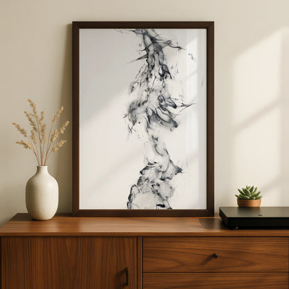 Abstract Ink Flow Monochrome Wall Art, Black and White Poster, Minimalist Print