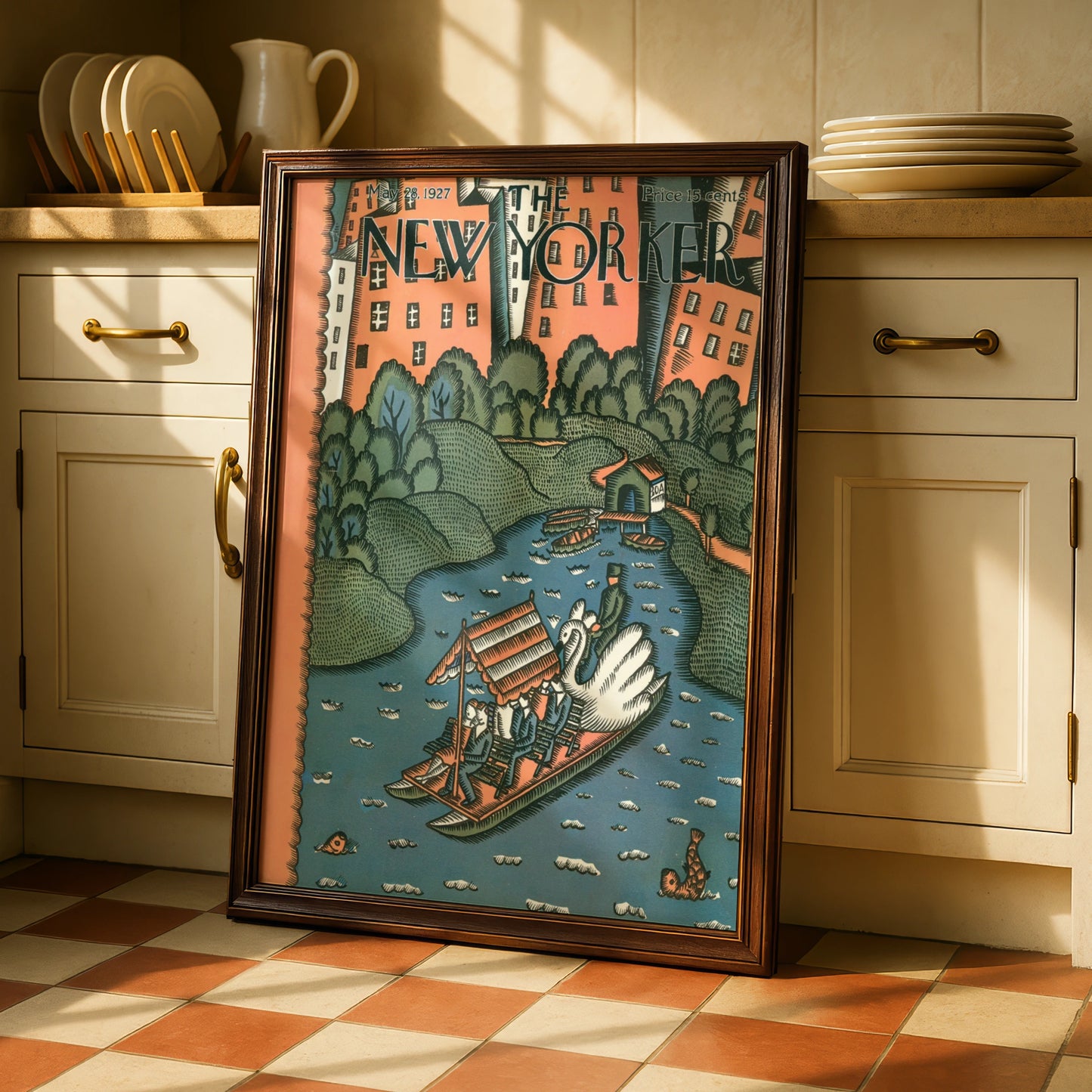 New Yorker Cover May 1927, Central Park Lake Poster, Vintage NYC Wall Art Print