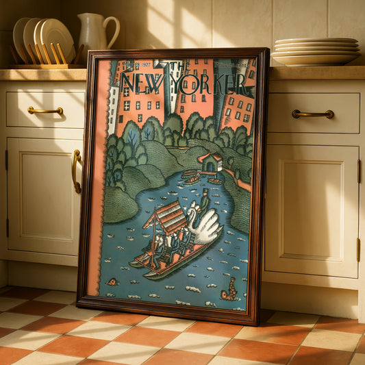 New Yorker Cover May 1927, Central Park Lake Poster, Vintage NYC Wall Art Print