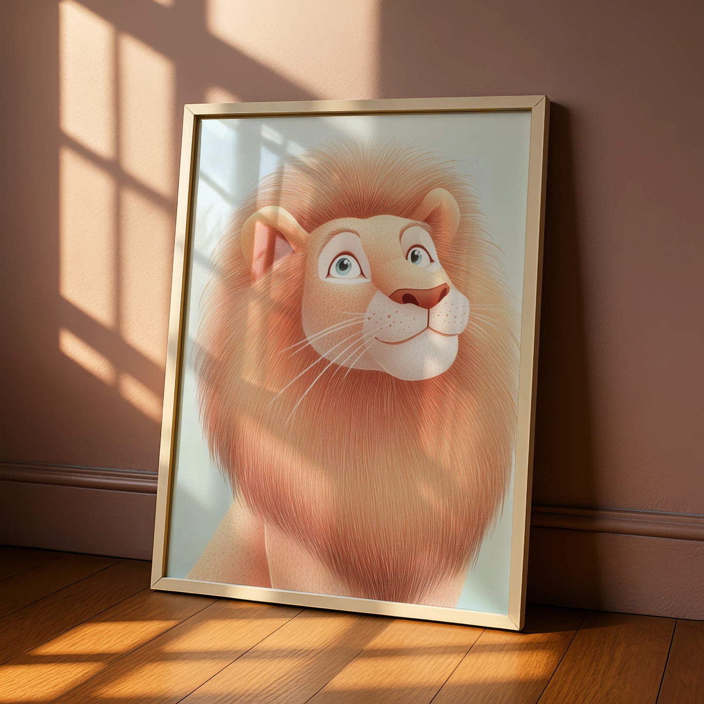 Lion Nursery Wall Art, Cute Lion Print, Kids Room Poster, Baby Animal Decor, Blue