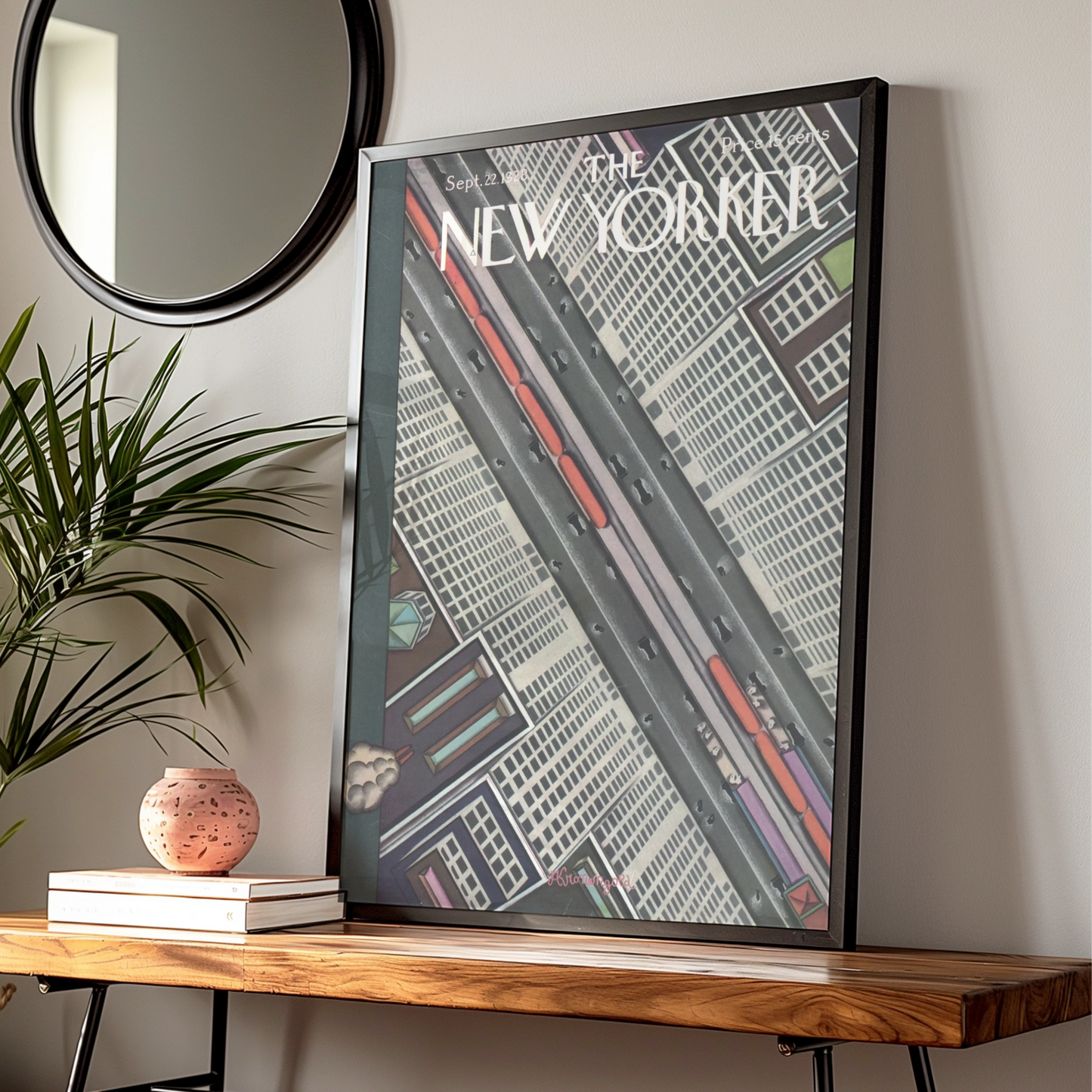 The New Yorker September 1928 Cover Poster, Art Deco NYC Aerial City Wall Art Print