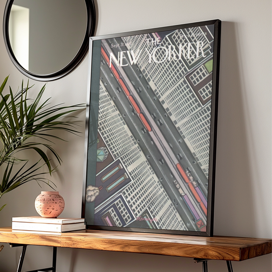 The New Yorker September 1928 Cover Poster, Art Deco NYC Aerial City Wall Art Print