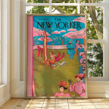 The New Yorker April 1927 Cover Poster, Vintage Faun Park Scene Wall Art Print