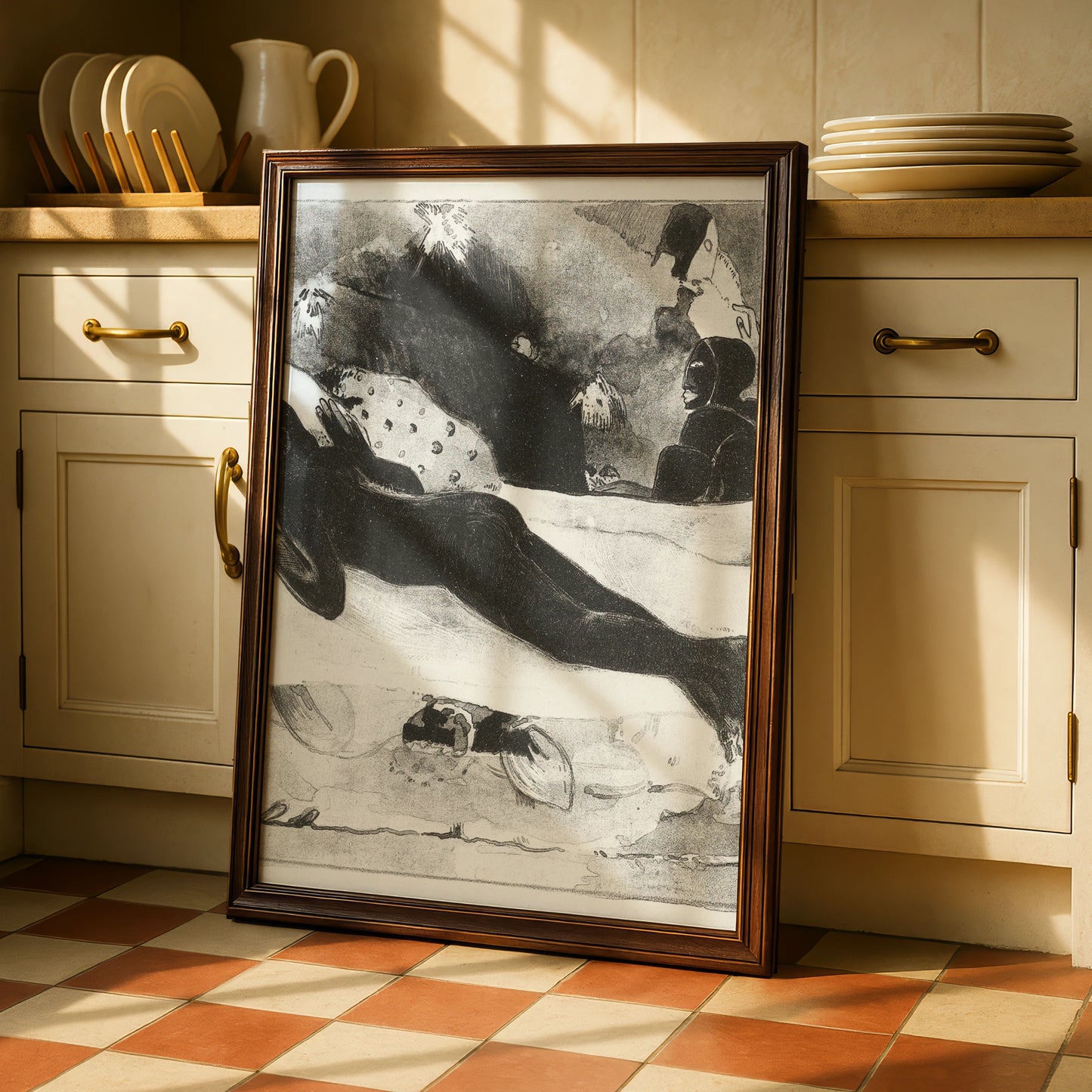 Halloween Dark Figure Art Print, Gothic Black White Poster, Eerie Occult Wall Art