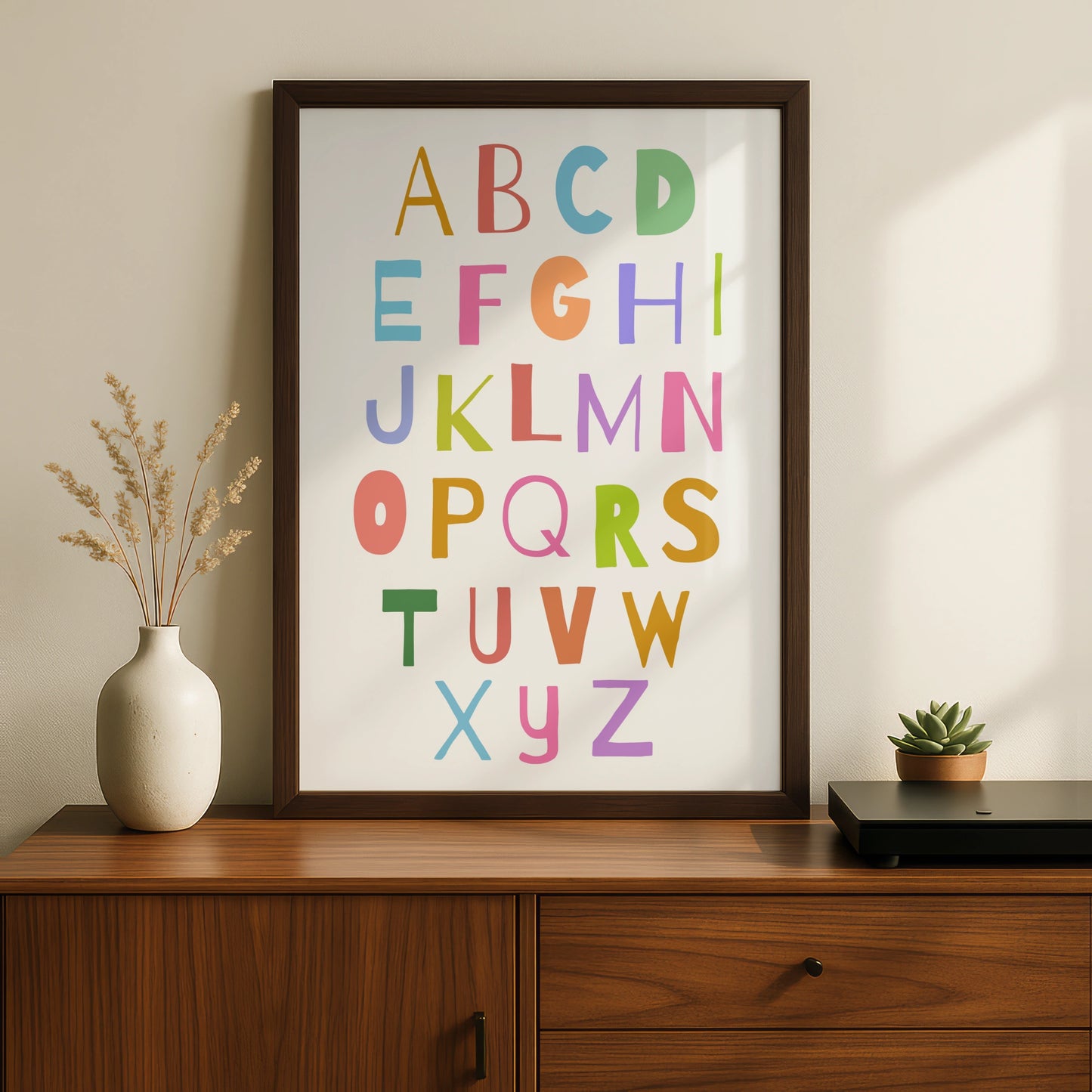 Colourful Alphabet Nursery Wall Art, ABC Kids Poster, Playroom Educational Print
