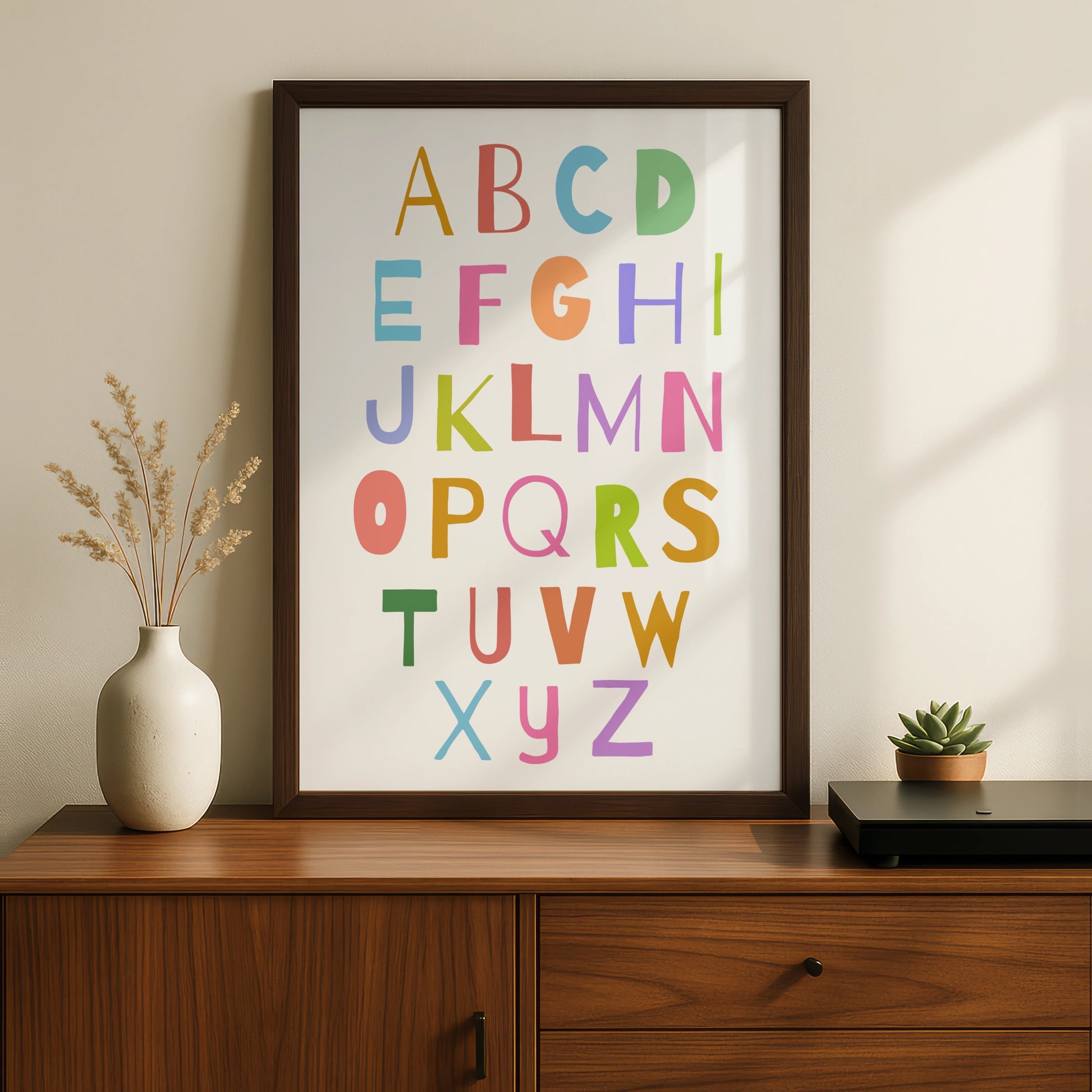 Colourful Alphabet Nursery Wall Art, ABC Kids Poster, Playroom Educational Print