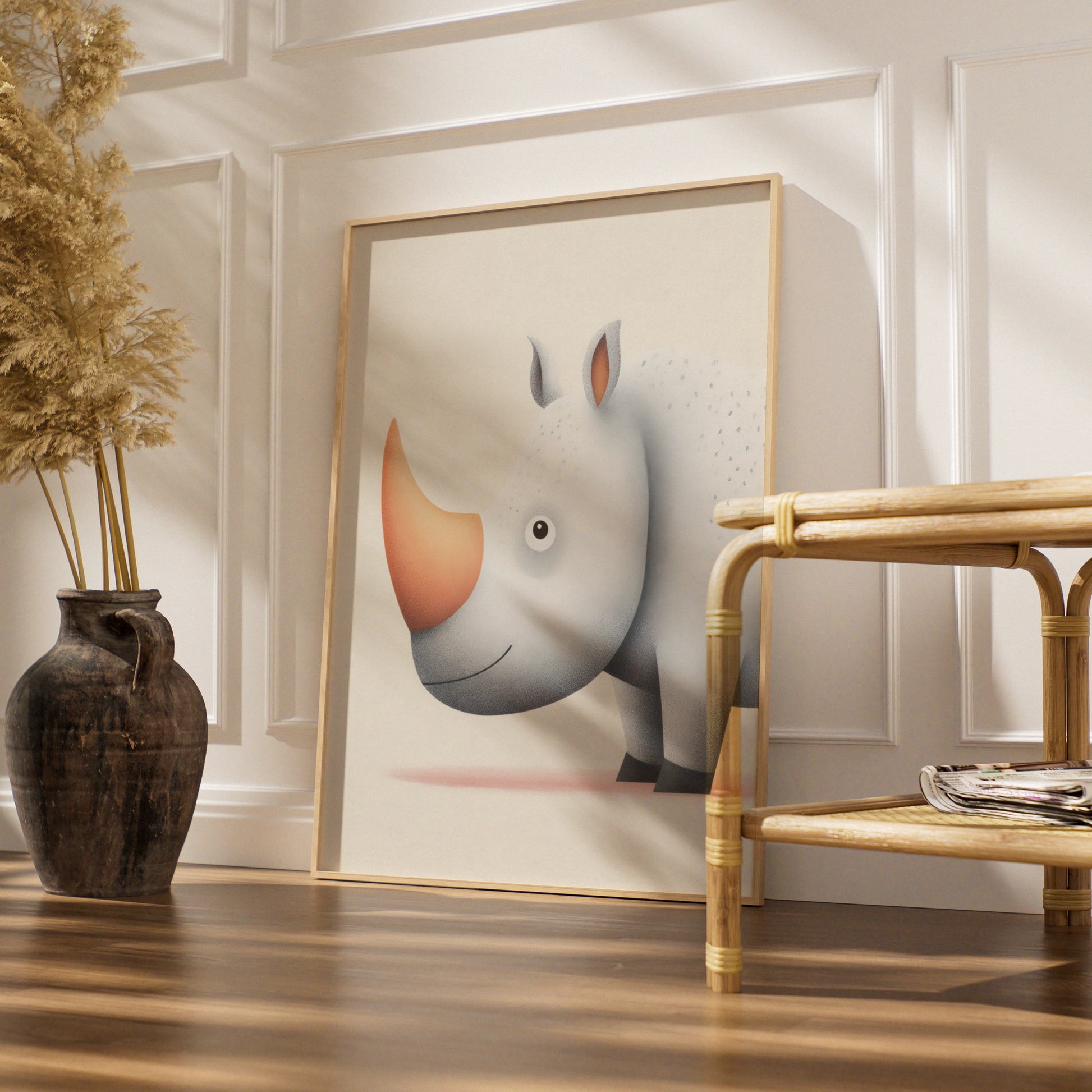 Cute Rhino Nursery Wall Art, Safari Animal Print, Kids Room Poster, Baby Shower Gift