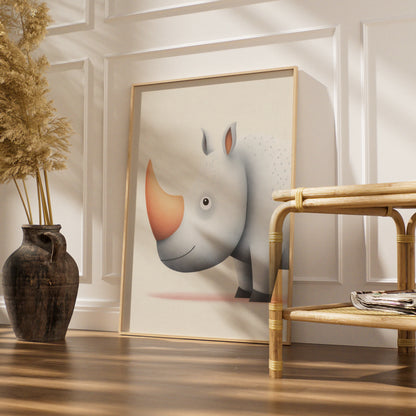 Cute Rhino Nursery Wall Art, Safari Animal Print, Kids Room Poster, Baby Shower Gift