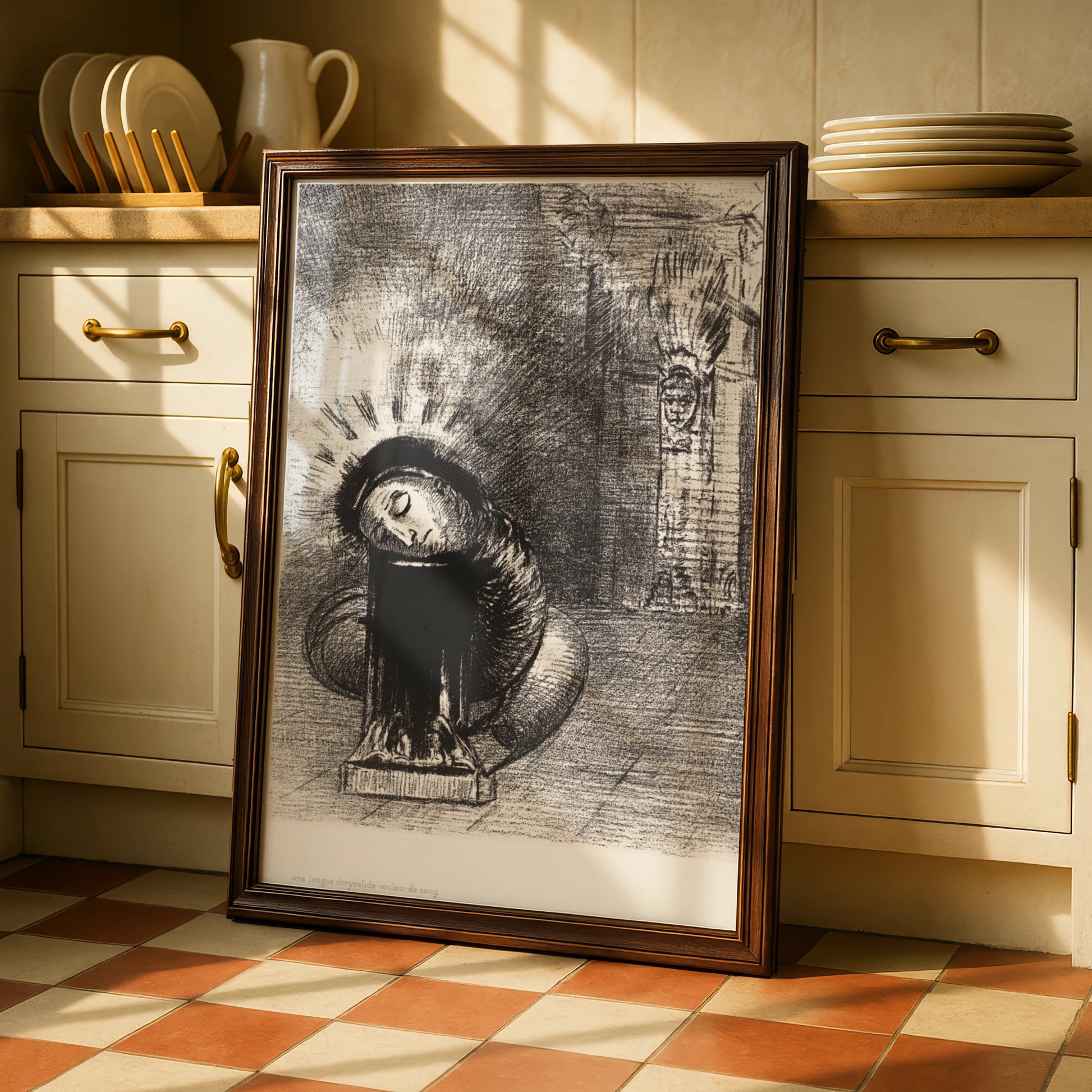 Gothic Halloween Art Print, Dark Surreal Horror Poster, Black Grey Occult Wall Art