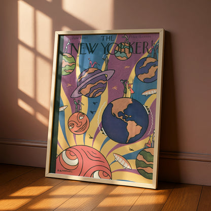 The New Yorker 1927 Space Planets Cover Poster, Art Deco Vintage Wall Art Print