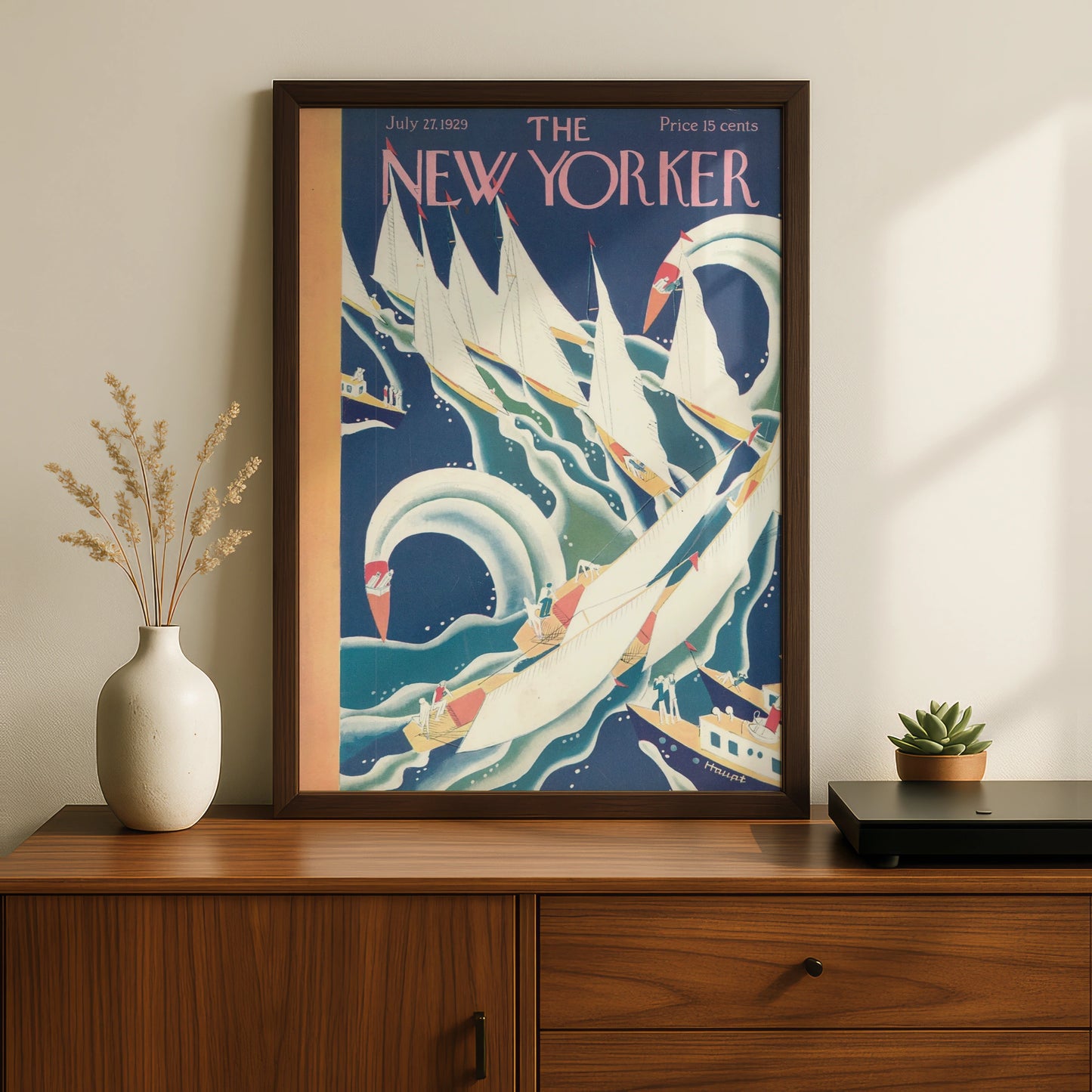 The New Yorker July 1929 Sailing Cover Poster, Vintage Art Deco Nautical Wall Art