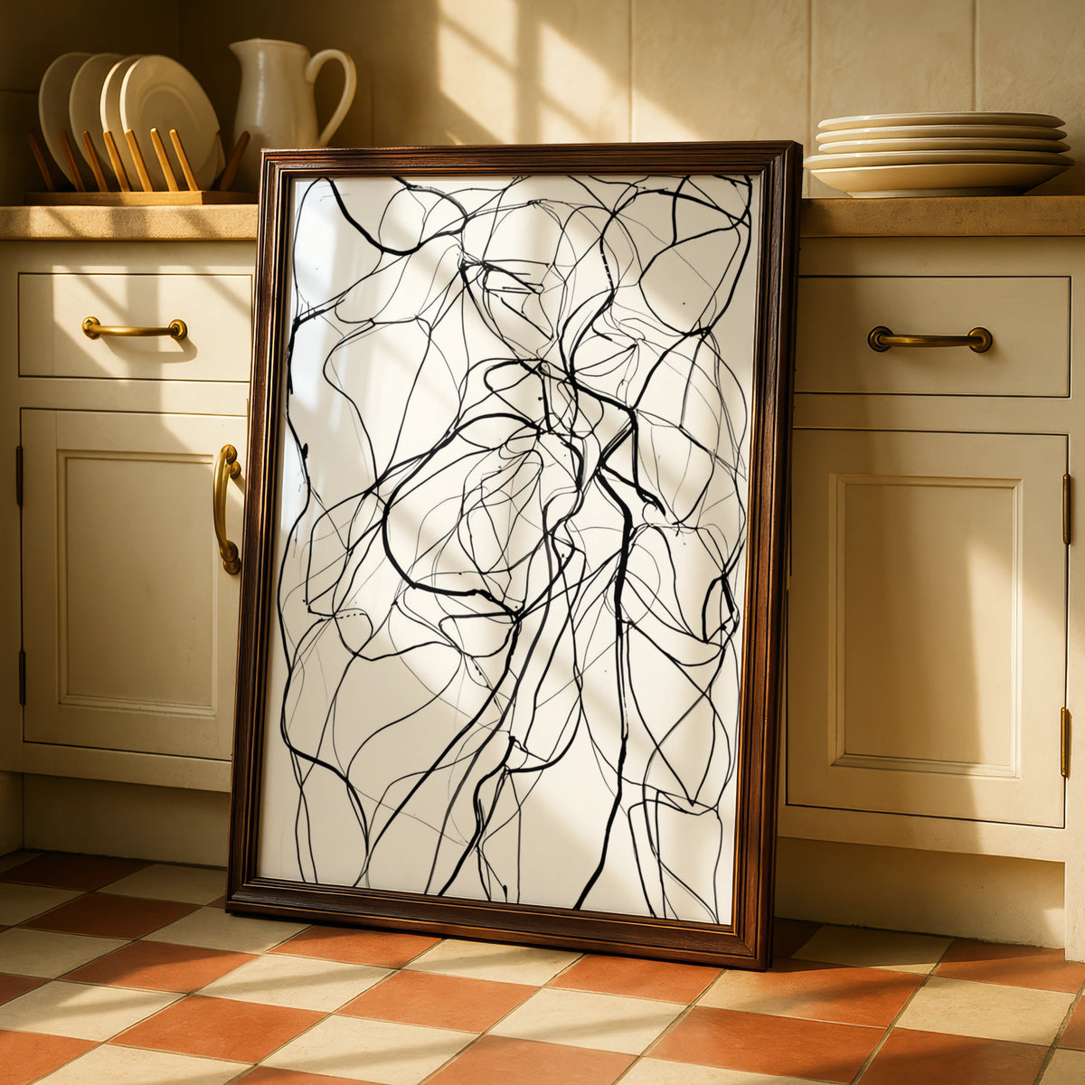 Abstract Line Art Print, Monochrome Wall Art, Black and White Modern Poster, Gallery Wall