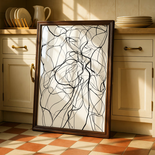 Abstract Line Art Print, Monochrome Wall Art, Black and White Modern Poster, Gallery Wall