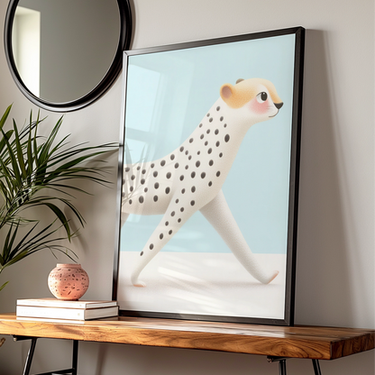 Cheetah Nursery Wall Art, Cute Animal Print, Baby Blue Kids Room Poster, Safari Decor