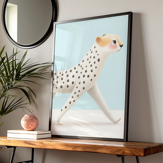 Cheetah Nursery Wall Art, Cute Animal Print, Baby Blue Kids Room Poster, Safari Decor