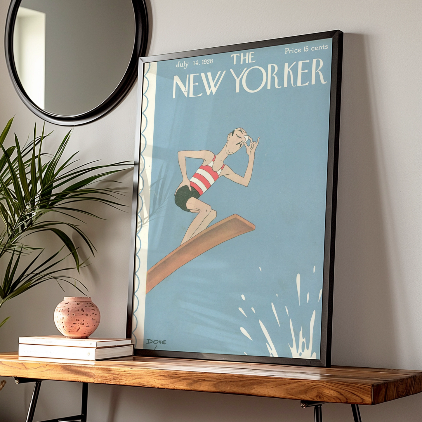 The New Yorker July 1928 Cover Poster, Vintage Diving Board Art, Retro Summer Wall Print