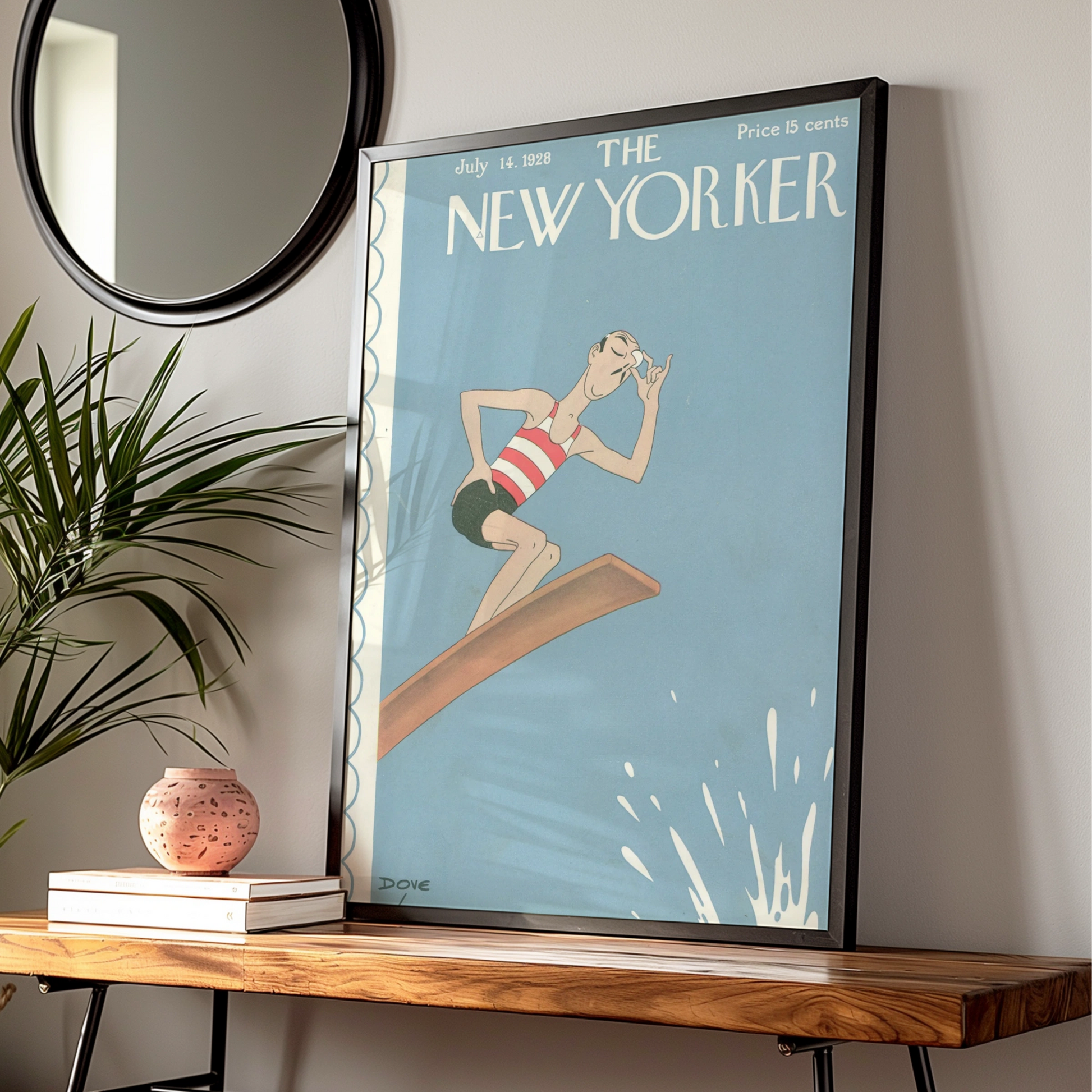 The New Yorker July 1928 Cover Poster, Vintage Diving Board Art, Retro Summer Wall Print