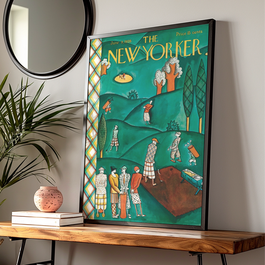 The New Yorker June 1928 Golf Course Cover Art Poster, Vintage Magazine Wall Art