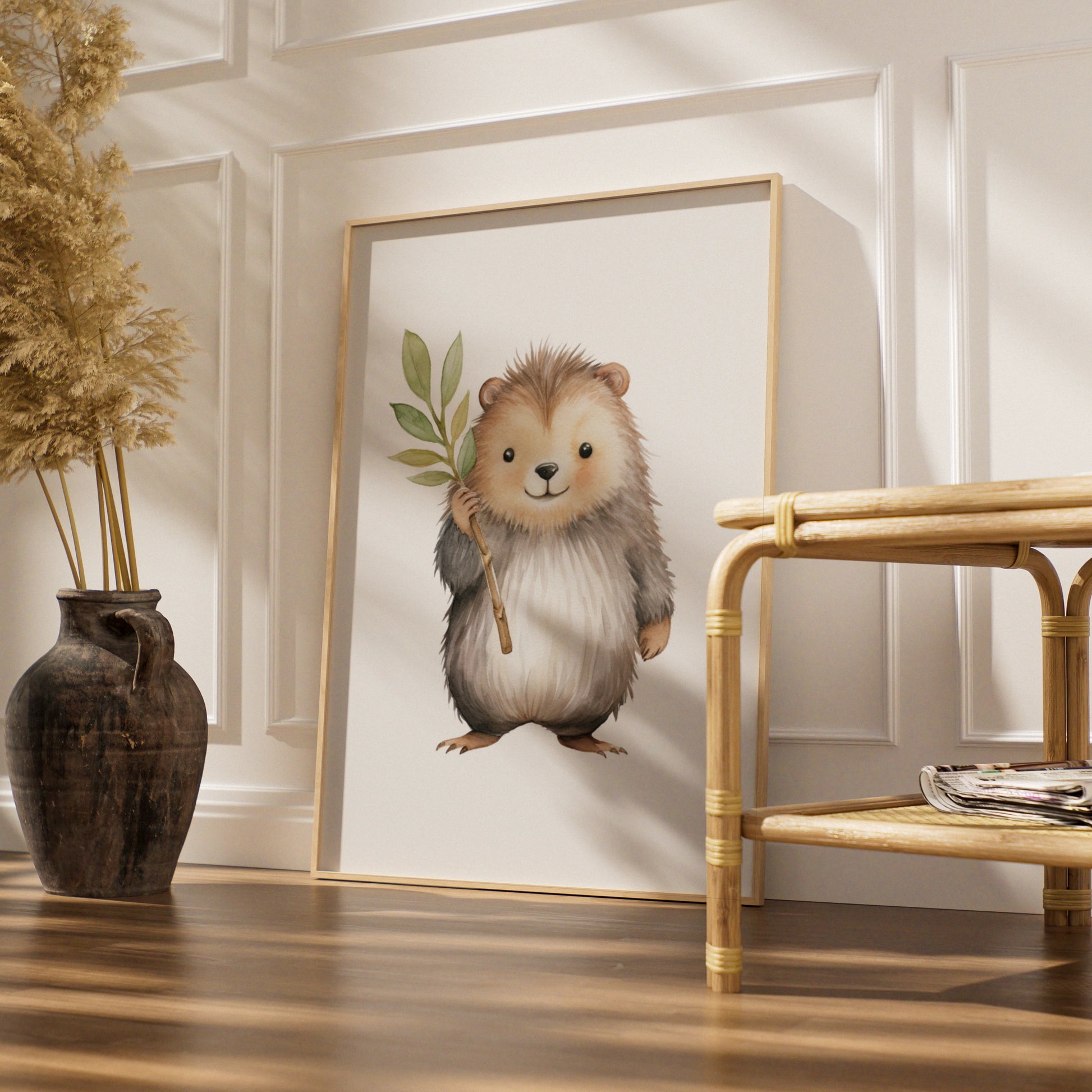 Nursery Wall Art Hedgehog Print, Woodland Animal Poster, Baby Room Watercolour Decor