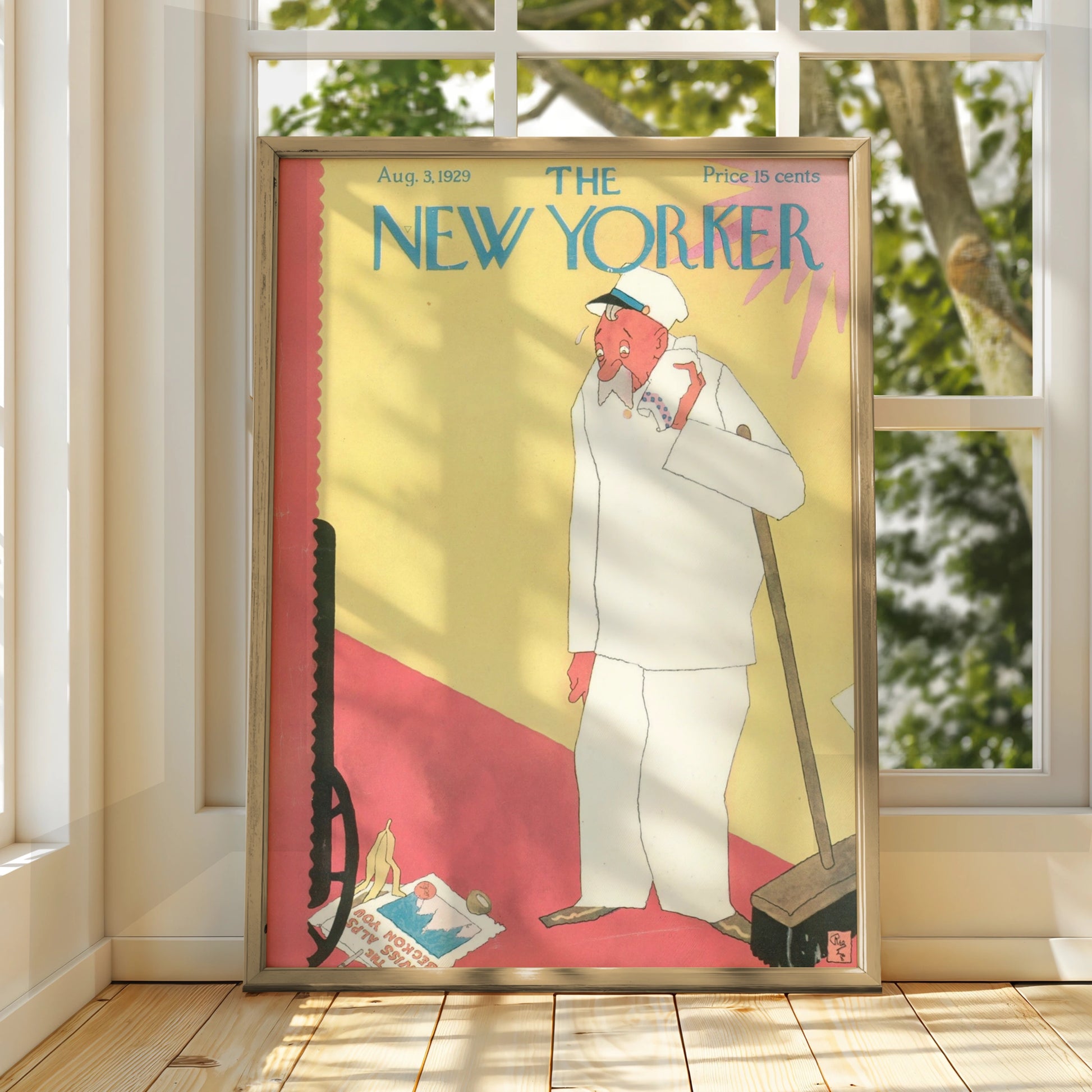 The New Yorker August 1929 Cover Poster, Vintage Janitor Art Print, Retro Wall Art