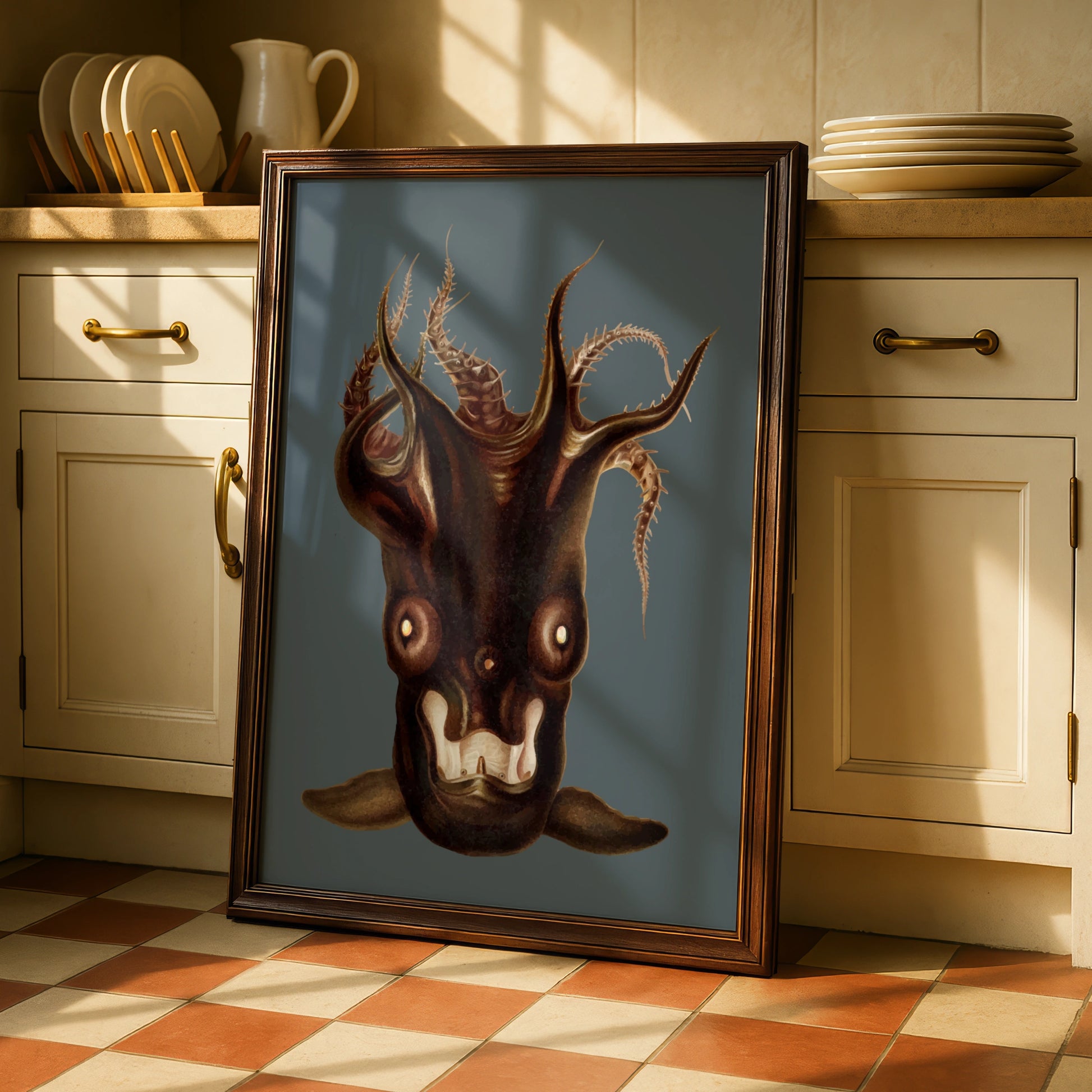 Halloween Dark Creature Poster, Horror Monster Wall Art, Spooky Demon Print, Gothic Occult Decor