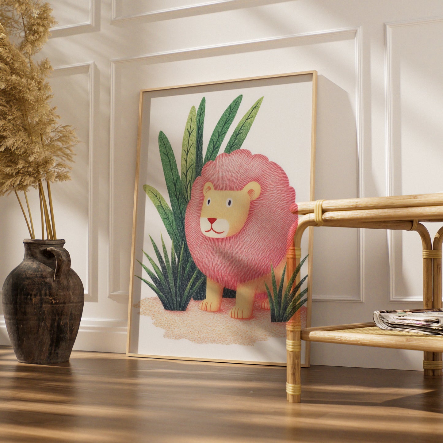 Lion Nursery Wall Art, Cute Safari Animal Print, Baby Room Poster, Kids Jungle Decor