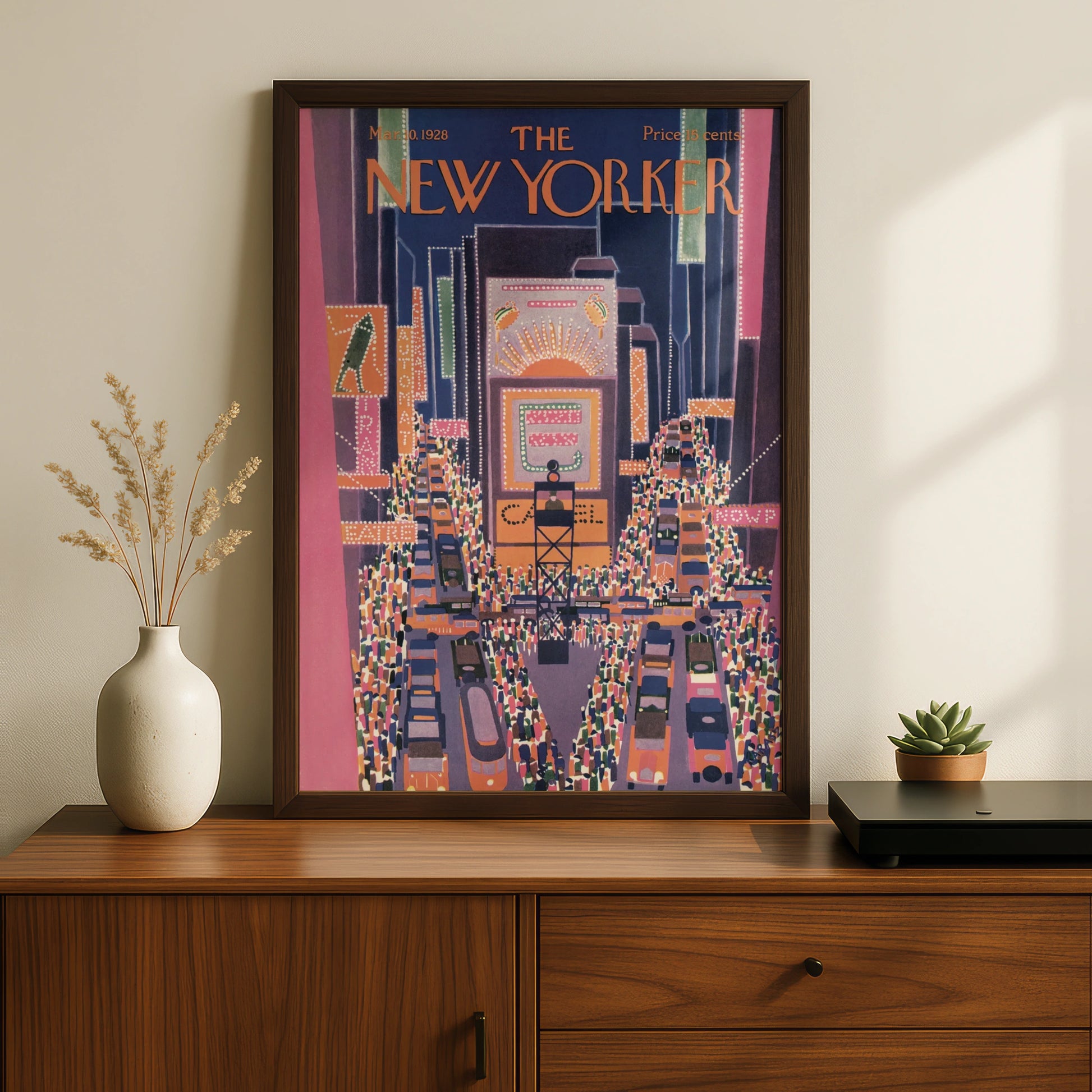 New Yorker 1928 Times Square Poster, Vintage NYC Art Print, Art Deco New York Wall Art