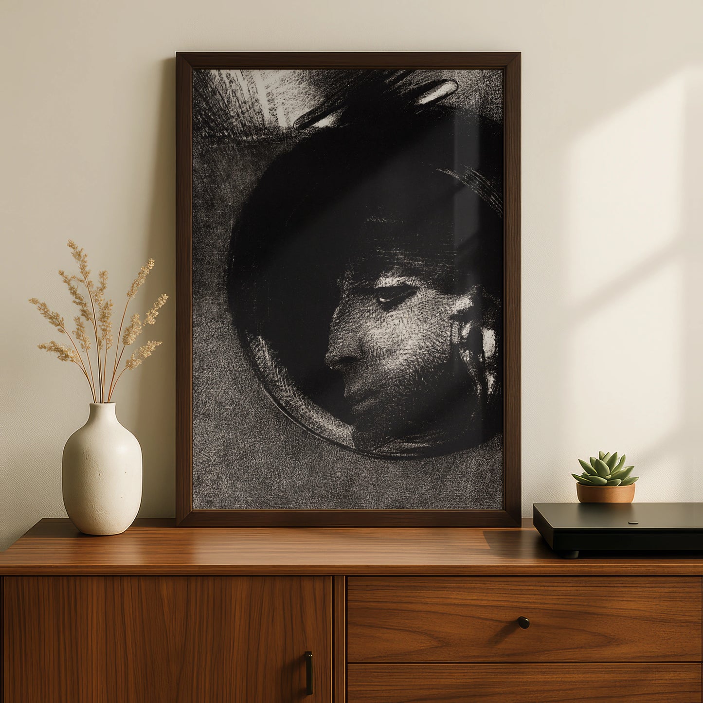Dark Halloween Art Print, Spooky Black Gothic Face Poster, Occult Wall Art Decor