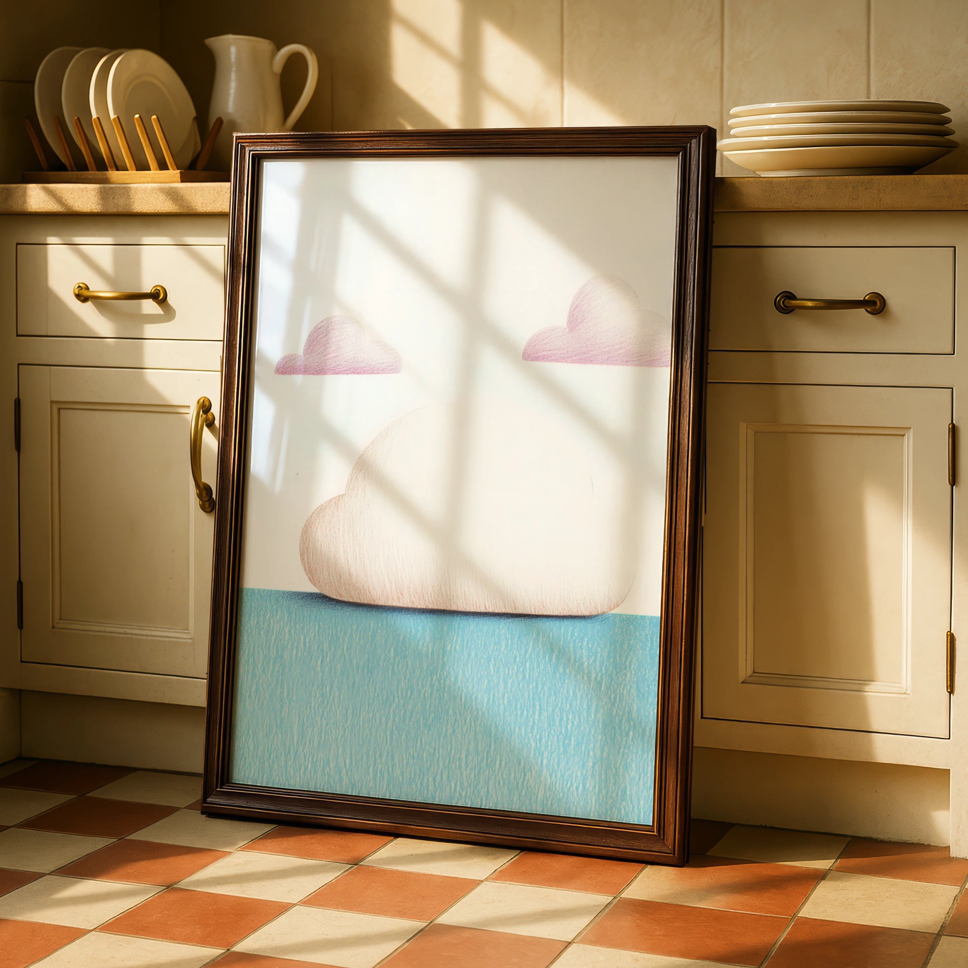 Cloud Nursery Wall Art, Pink Blue Sky Print, Baby Room Poster, Cute Dreamy Decor