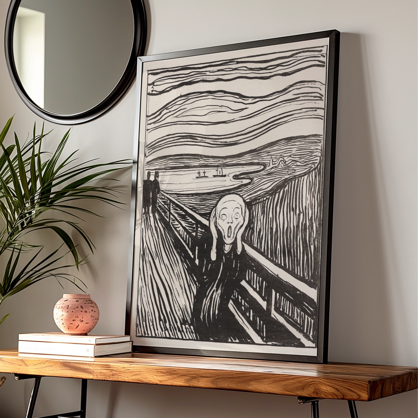 The Scream Halloween Art Print, Edvard Munch Poster, Black White Gothic Wall Art