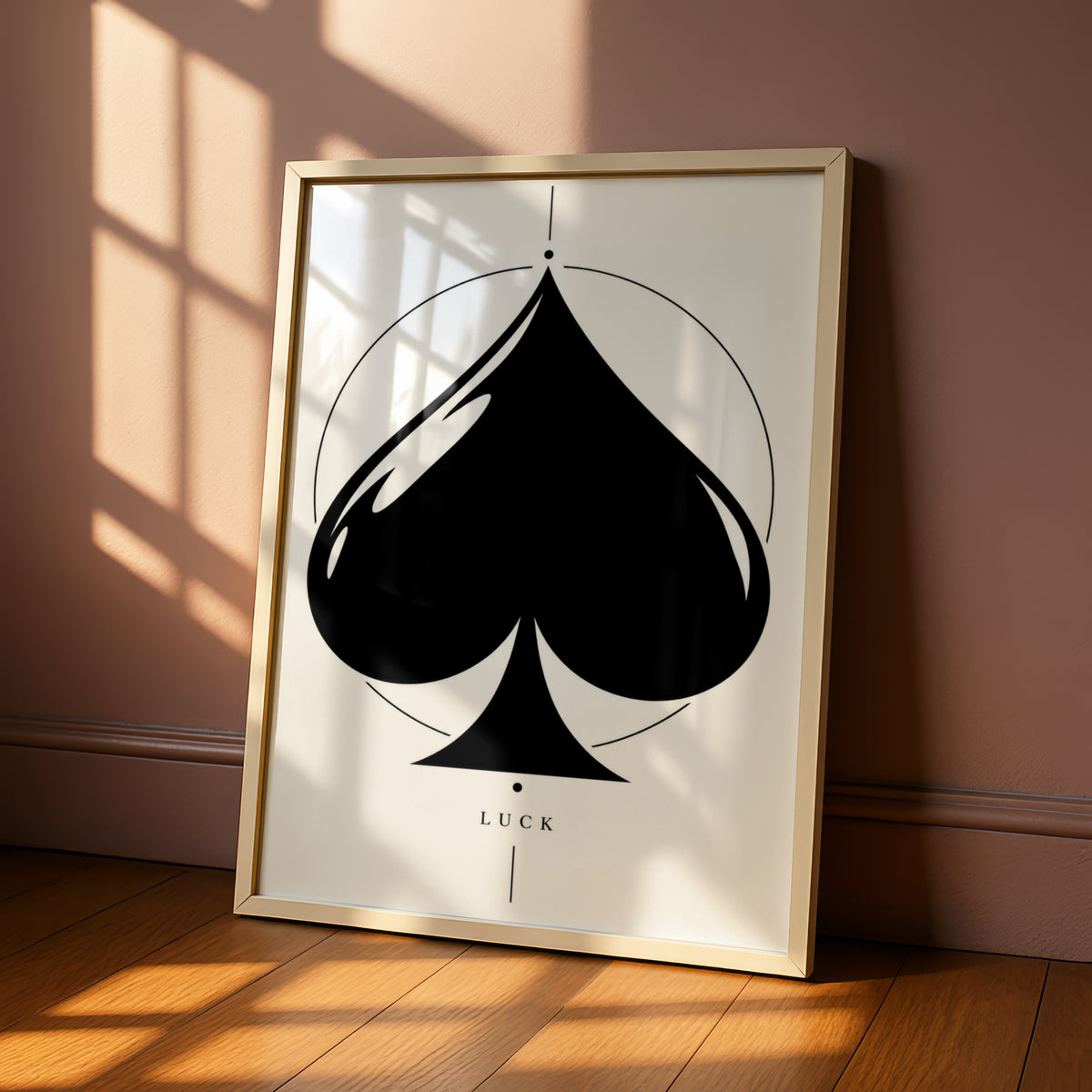 Ace of Spades Luck Print, Monochrome Wall Art, Black and White Minimalist Poster