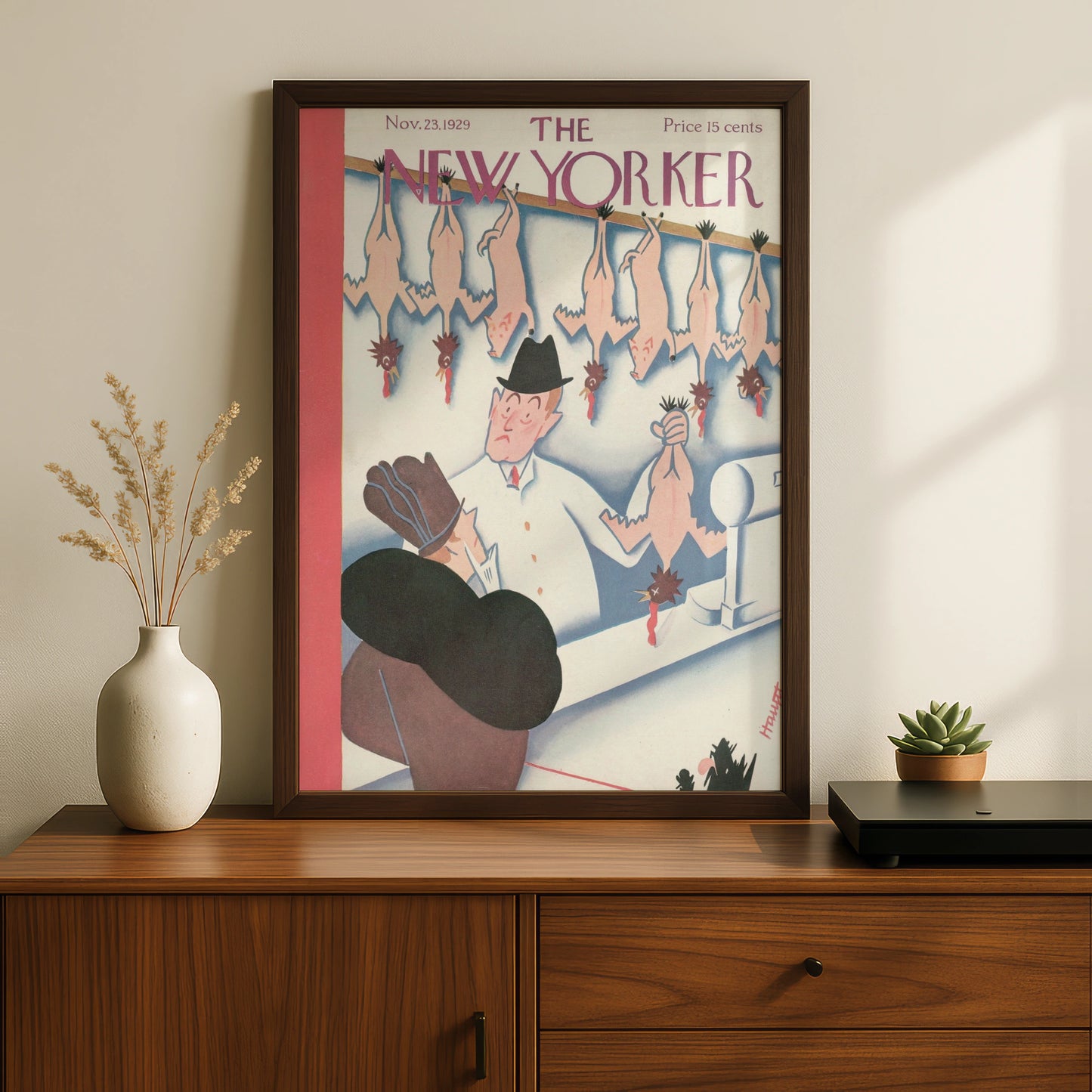 New Yorker 1929 Cover Poster, Thanksgiving Turkey Butcher Art Print, Vintage Wall Art