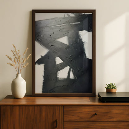 Abstract Brushstroke Monochrome Wall Art, Black and White Poster, Modern Minimalist Print