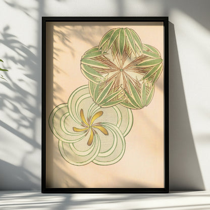 Japanese Botanical Print, Vintage Woodblock Wall Art, Bijutsukai 1901, Japandi Floral Poster – A4 Black frame