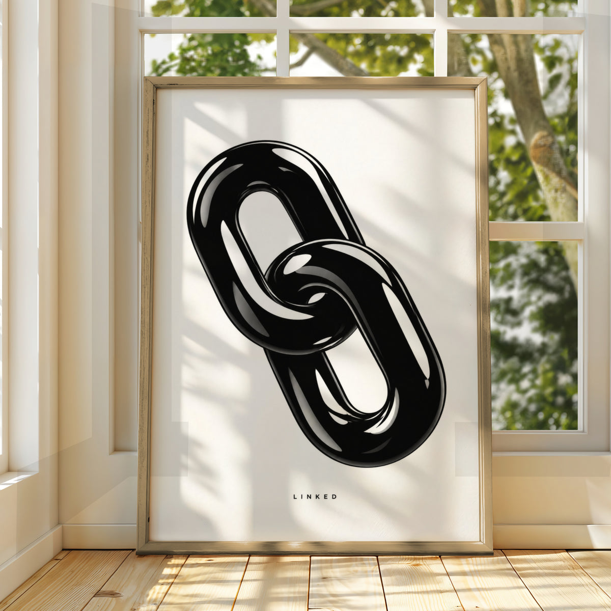 Linked Chain Monochrome Wall Art, Black and White Poster, Minimalist Modern Print