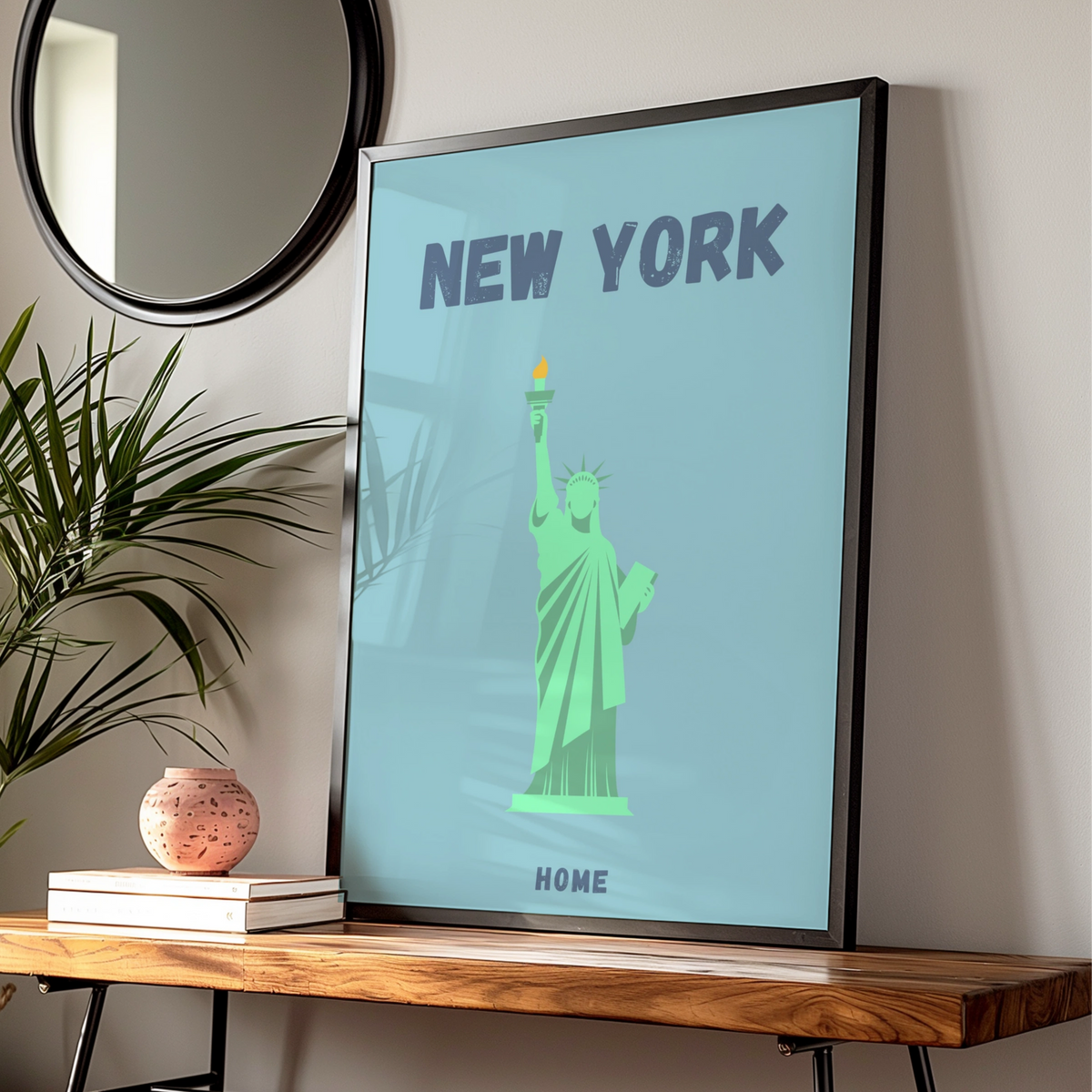 New York Travel Poster, Statue of Liberty Wall Art, Retro NYC Print, USA City Decor