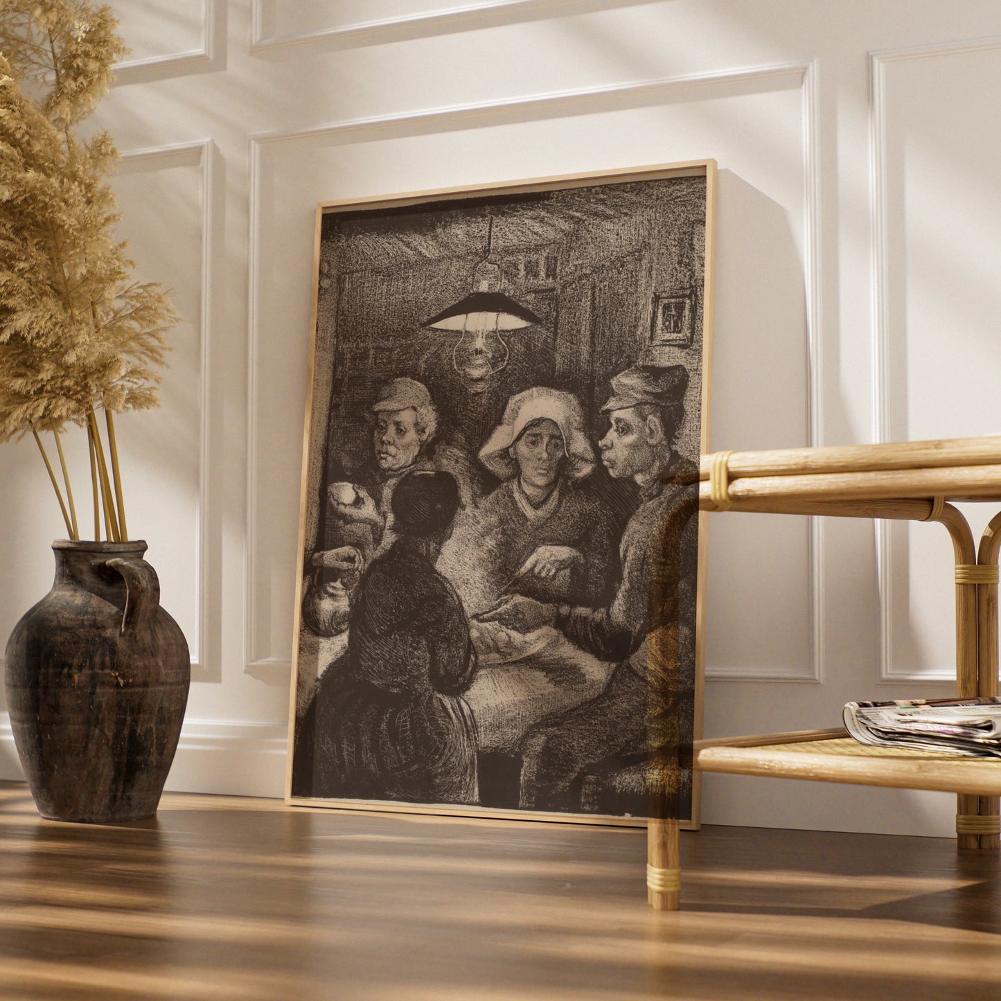 Van Gogh Potato Eaters Print, Dark Sepia Wall Art, Peasant Figures, Vintage Fine Art Poster