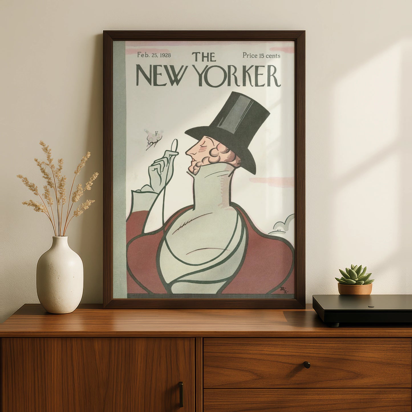 The New Yorker Feb 1928 Cover Poster, Vintage Top Hat Gentleman Art Print, Retro Wall Art