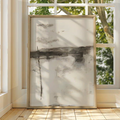 Abstract Monochrome Landscape Print, Black and White Poster, Minimalist Neutral Wall Art
