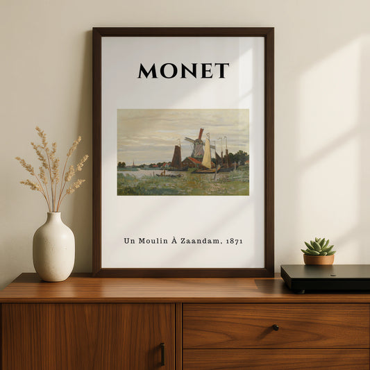 Monet Windmill Wall Art Print | Vintage Impressionist Poster, Dutch Canal Decor – product image 2