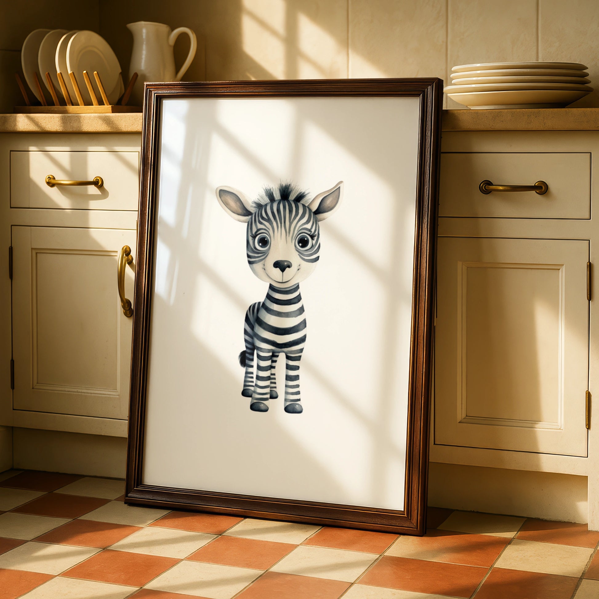 Cute Baby Zebra Nursery Wall Art, Safari Animal Poster, Kids Room Print, Children's Decor