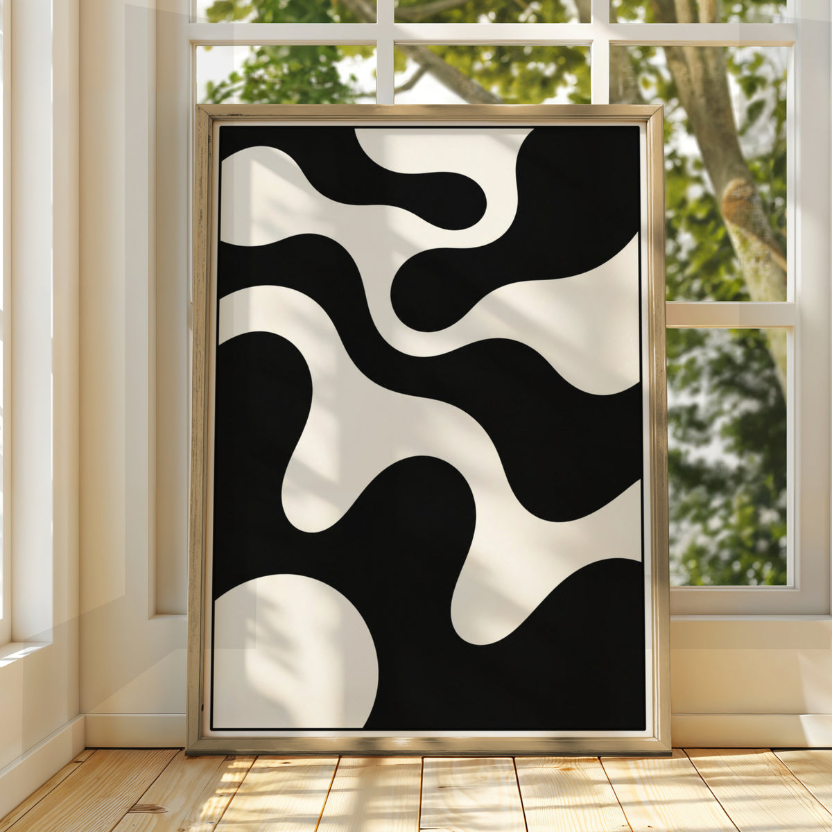 Abstract Fluid Shapes Print, Monochrome Wall Art, Black and White Poster, Modern Decor