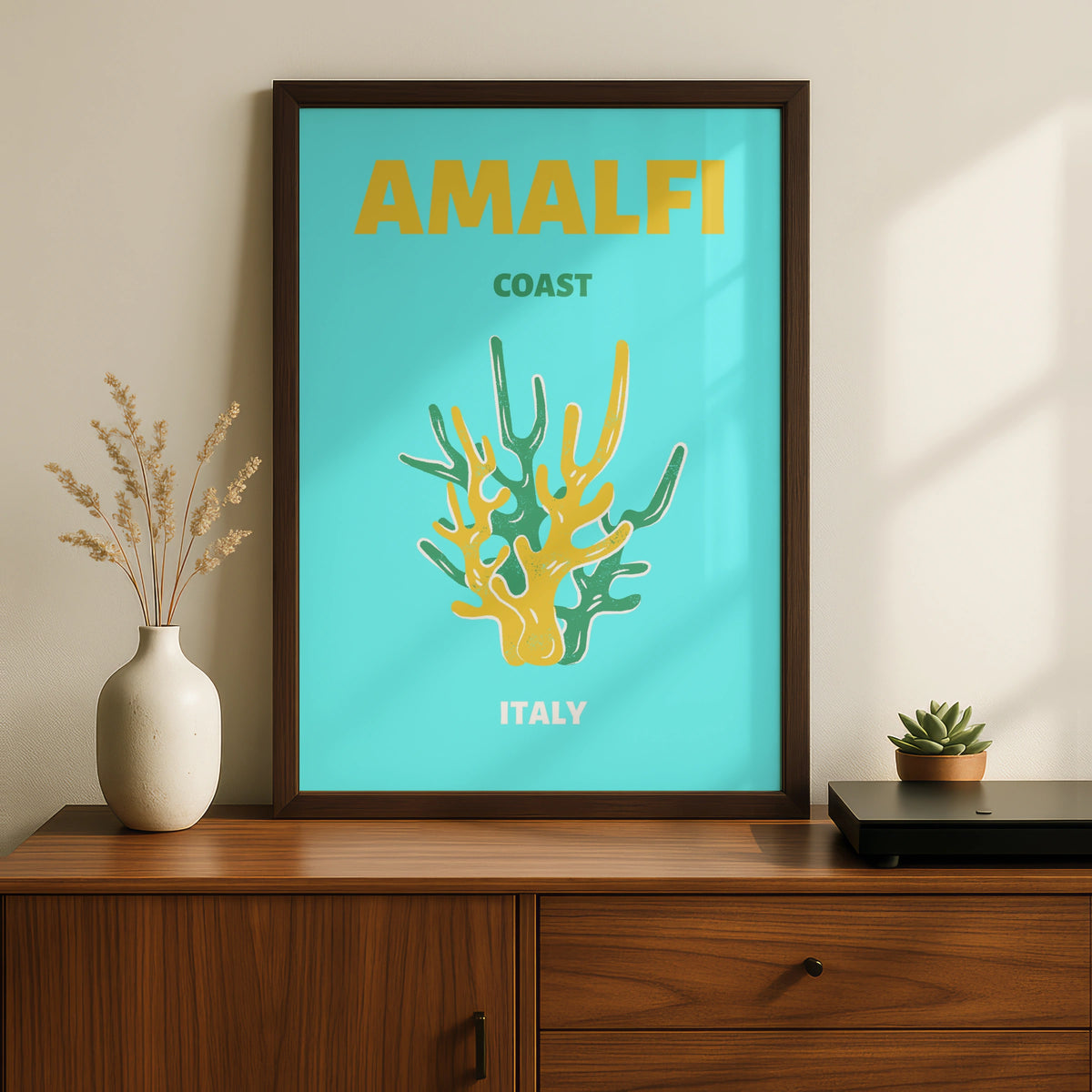Amalfi Coast Travel Poster, Italy Wall Art, Retro Coastal Print, Mediterranean Decor